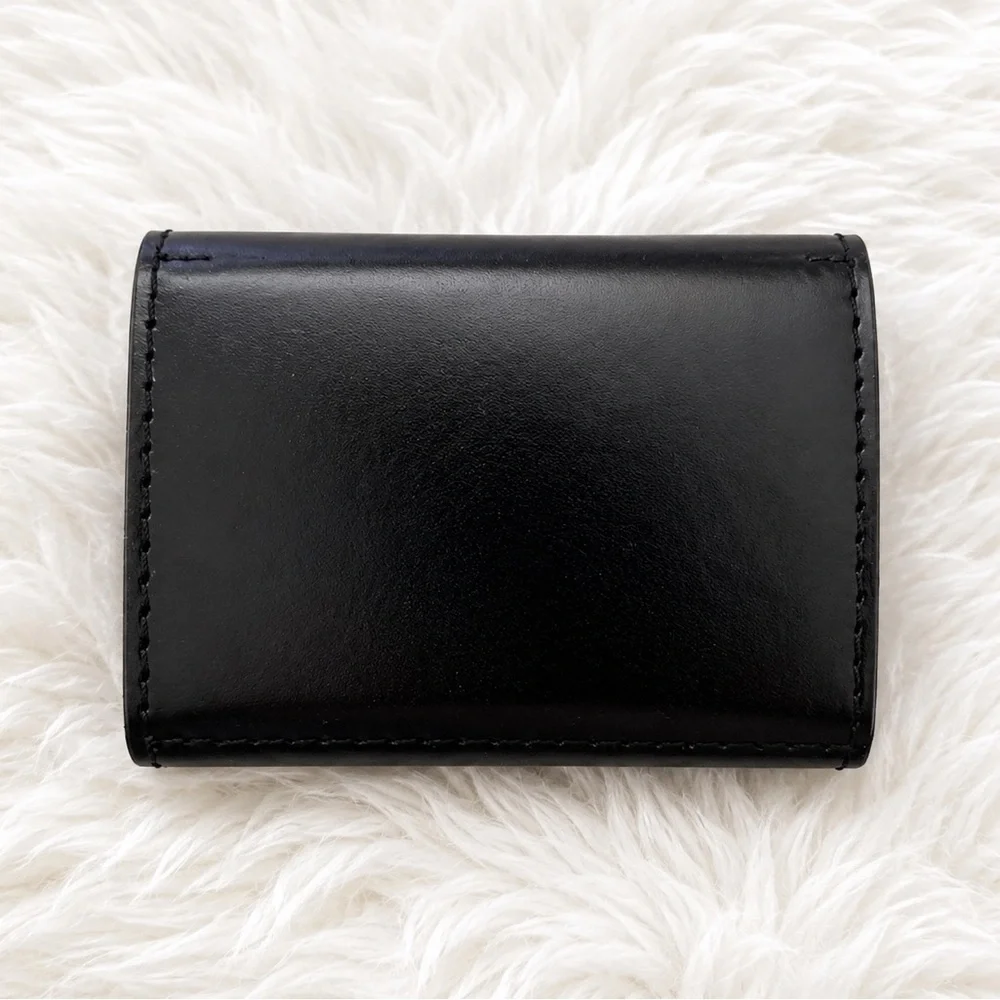 Dijiani Black Embossed Faux Leather Wallet Card Holder Minimalist Fold Wallet